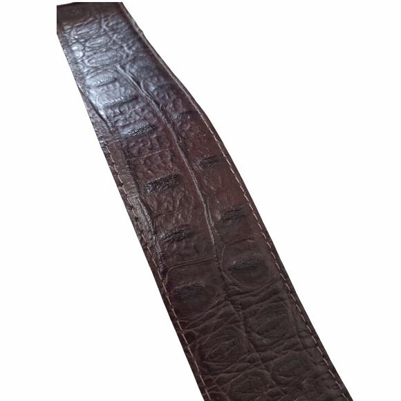 Brown Leather Textured Belt Approx Size M Rhinestone Buckle Accessories main image 8